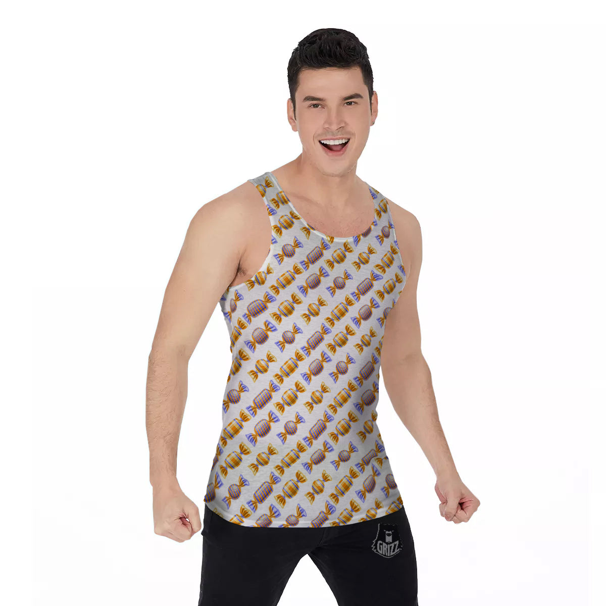 Gummy Yummy Print Pattern Men's Tank Top-grizzshop