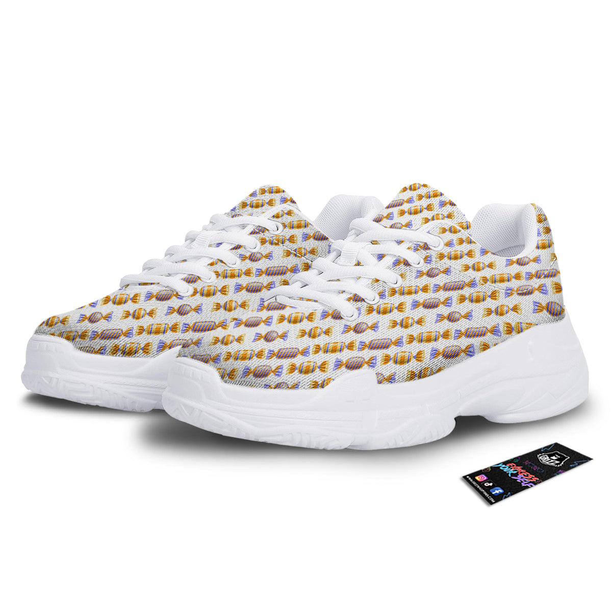 Gummy Yummy Print Pattern White Chunky Shoes-grizzshop