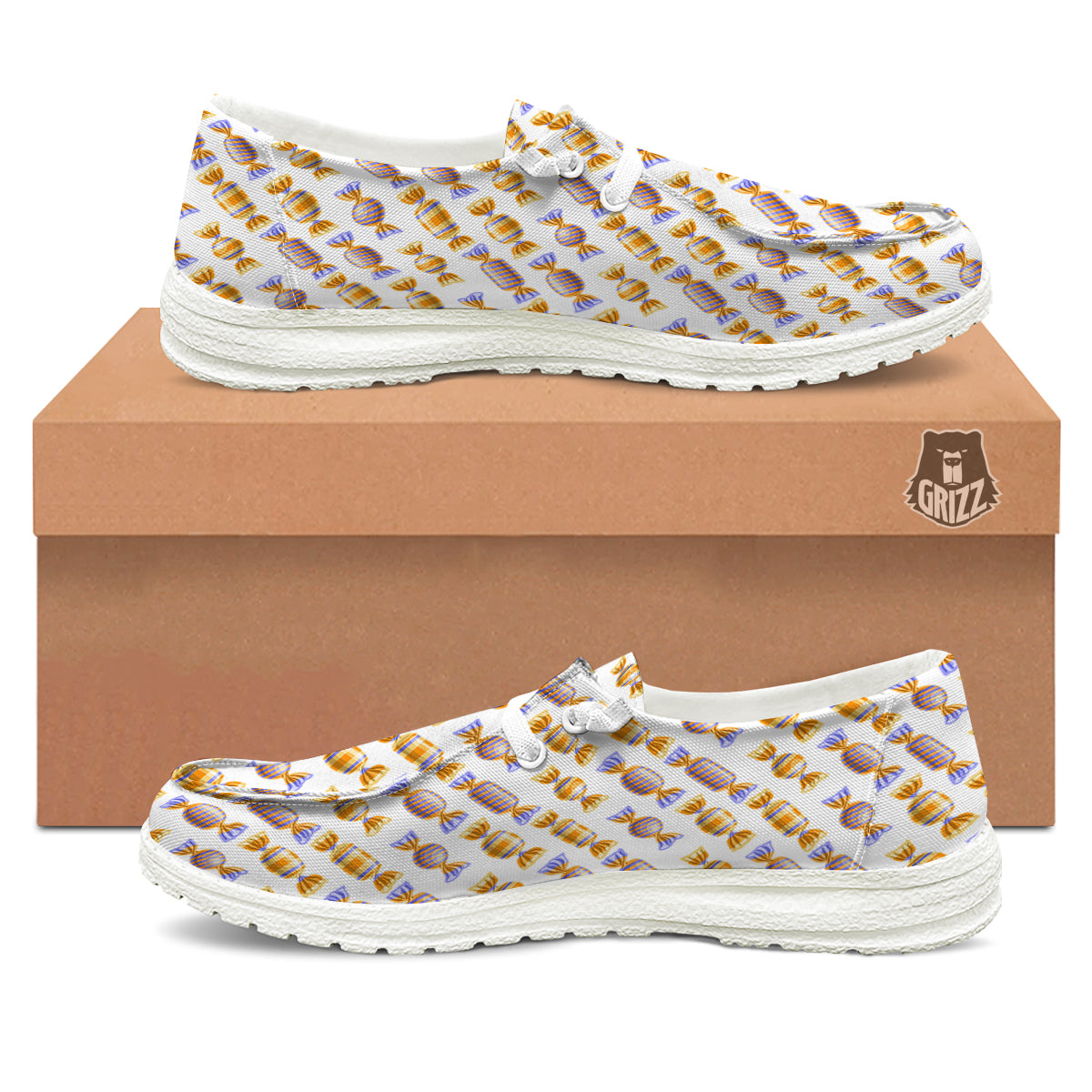 Gummy Yummy Print Pattern White Loafers-grizzshop