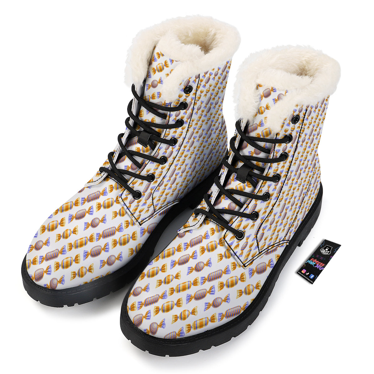 Gummy Yummy Print Pattern Winter Boots-grizzshop