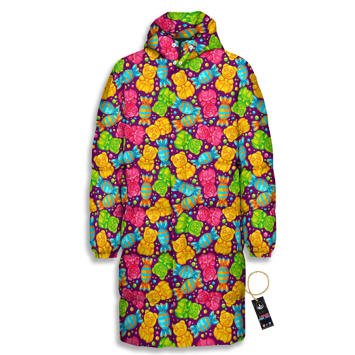 Gummy Colorful Print Long Down Jacket