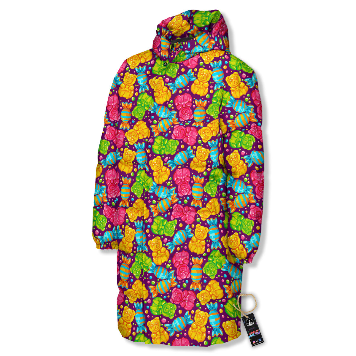 Gummy Colorful Print Long Down Jacket