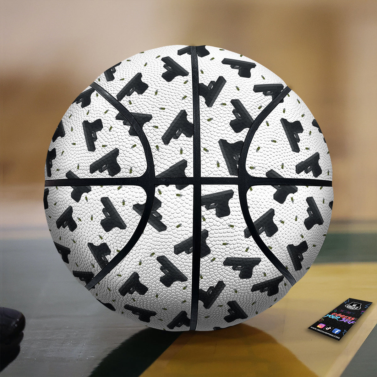 Gun Bullet White And Black Print Pattern Basketball