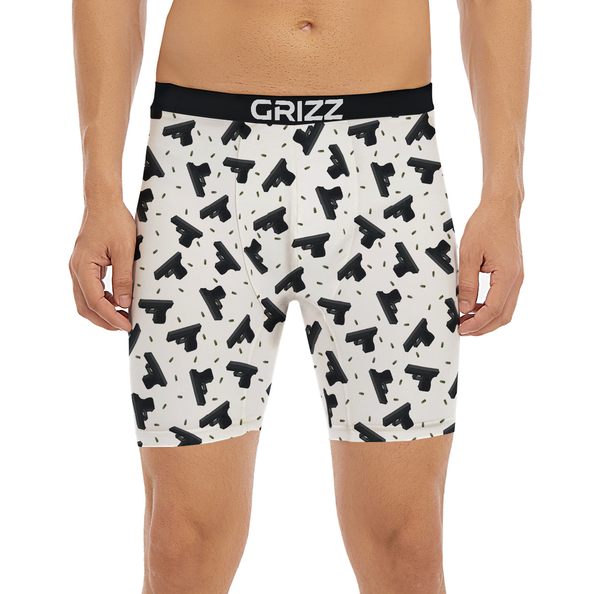 Gun Bullet White And Black Print Pattern Boxer Briefs-grizzshop