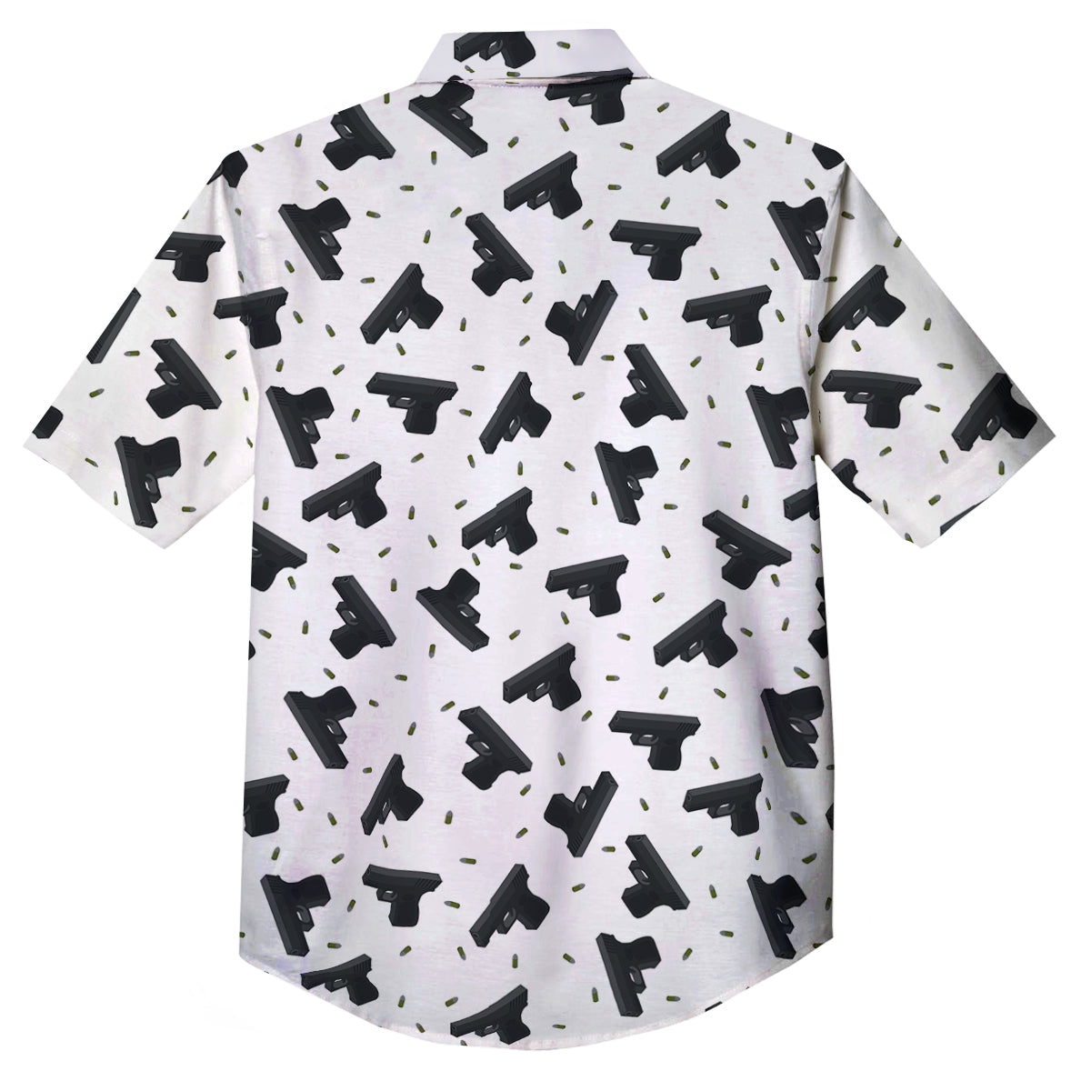 Gun Bullet White And Black Print Pattern Button Up Shirt-grizzshop