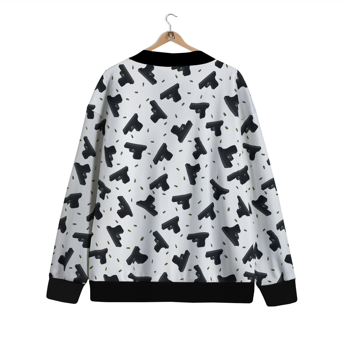 Gun Bullet White And Black Print Pattern Cardigan-grizzshop