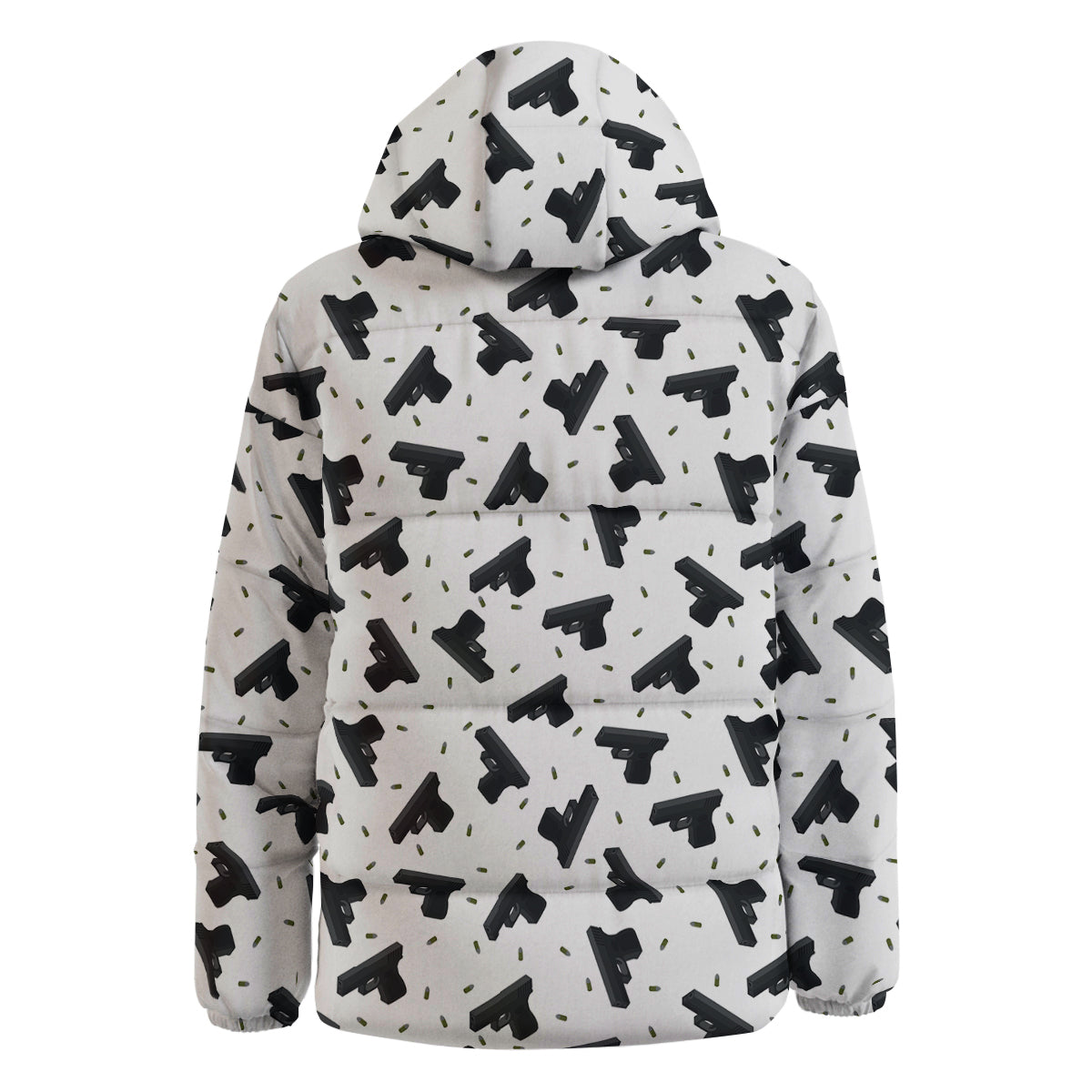 Gun Bullet White And Black Print Pattern Down Jacket-grizzshop
