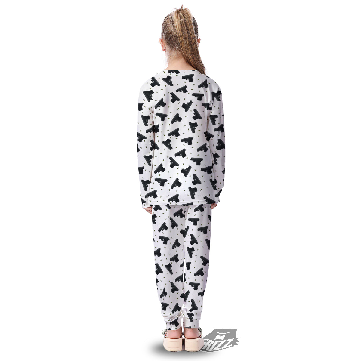 Gun Bullet White And Black Print Pattern Kid's Pajamas-grizzshop