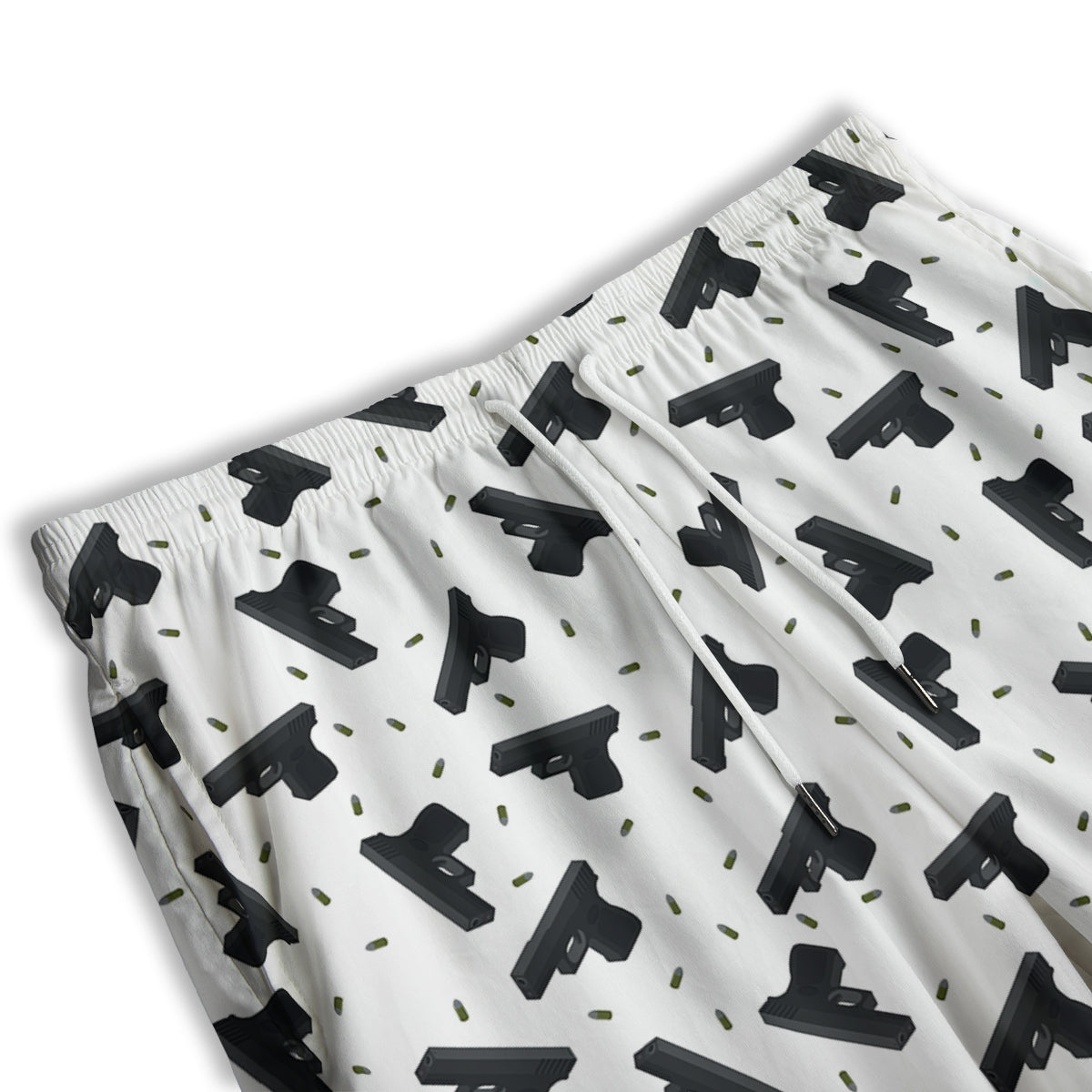 Gun Bullet White And Black Print Pattern Men's Athletic Shorts
