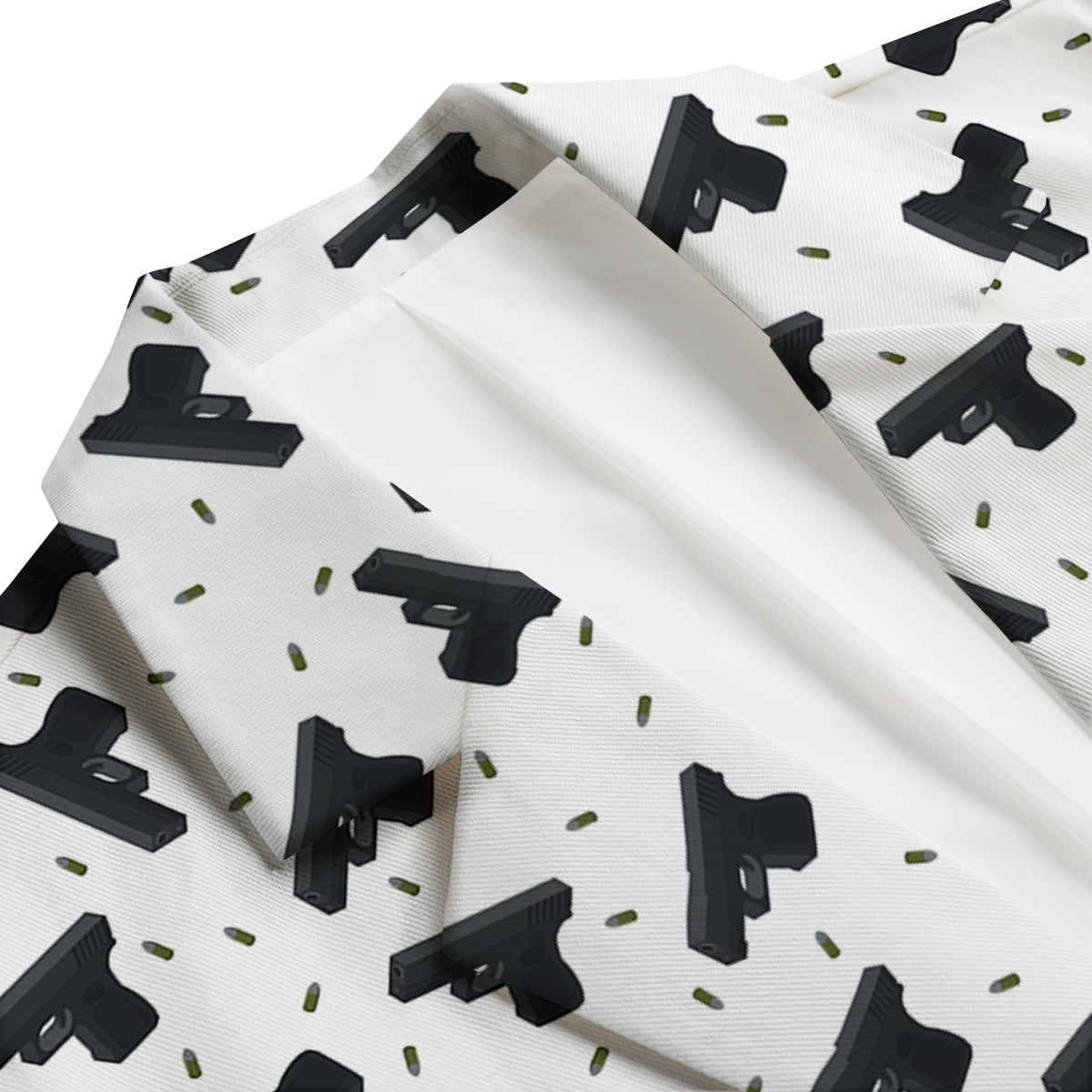 Gun Bullet White And Black Print Pattern Men's Blazer-grizzshop