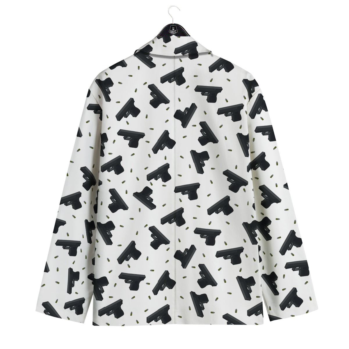 Gun Bullet White And Black Print Pattern Men's Sport Coat-grizzshop