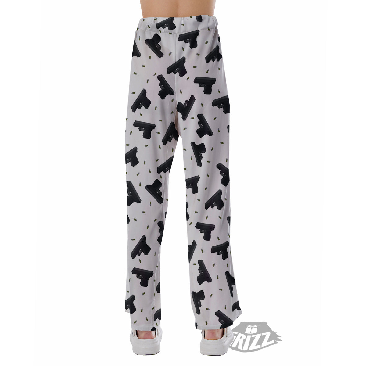 Gun Bullet White And Black Print Pattern Pajama Pants-grizzshop