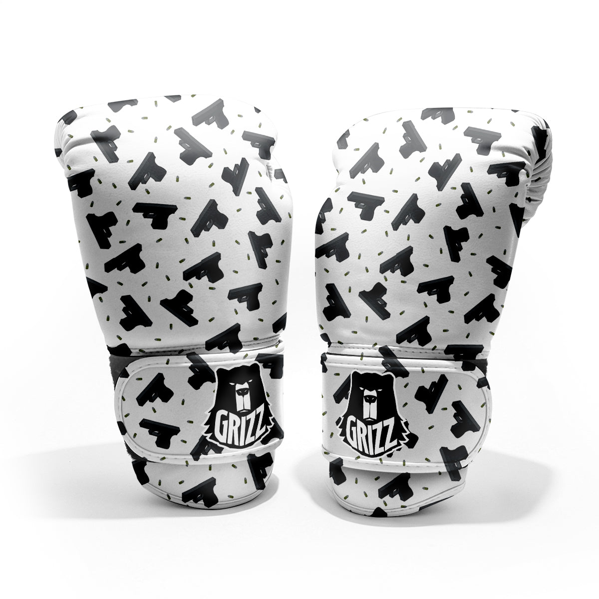 Gun Bullet White And Black Print Pattern Pro Boxing Glove