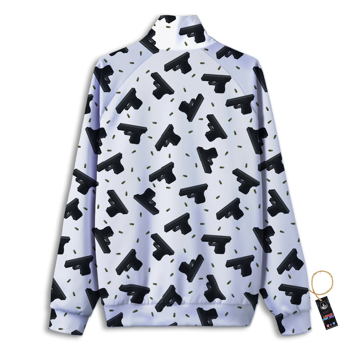 Gun Bullet White And Black Print Pattern Track Jacket-grizzshop