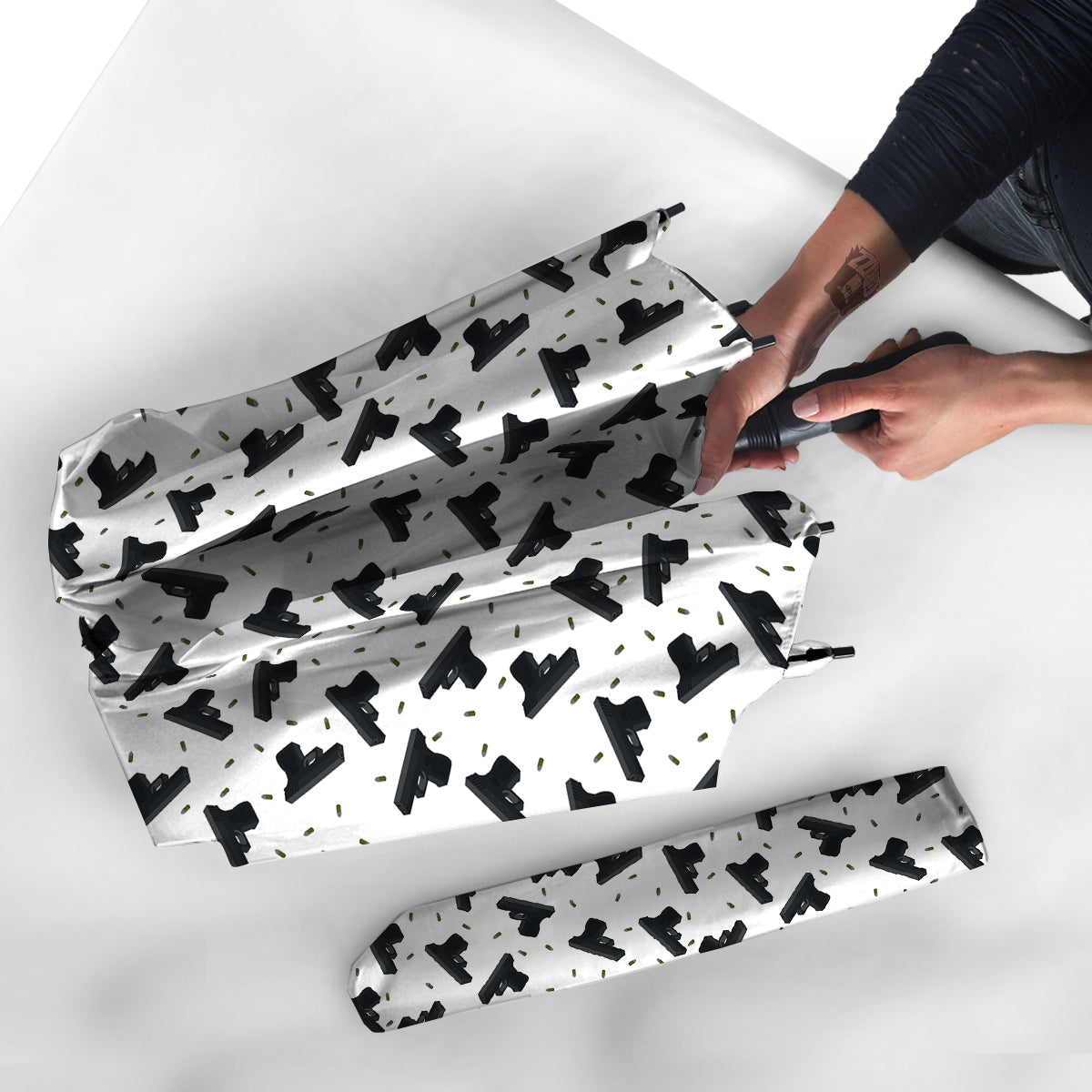 Gun Bullet White And Black Print Pattern Umbrella-grizzshop