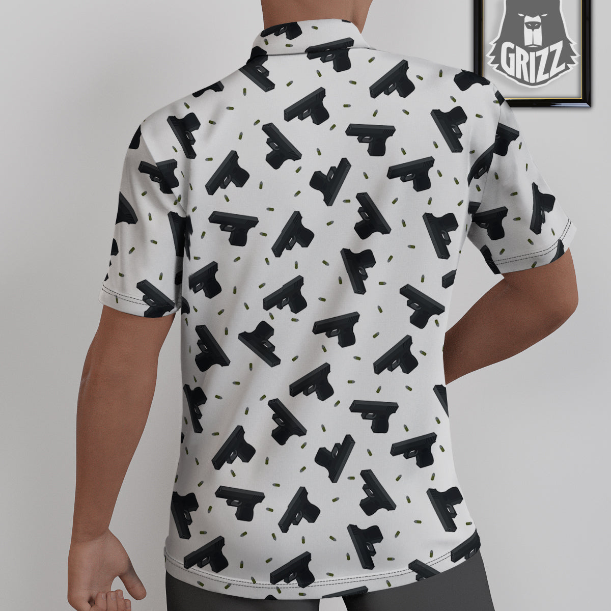 Gun Bullet White And Black Print Pattern Untucked Shirts-grizzshop