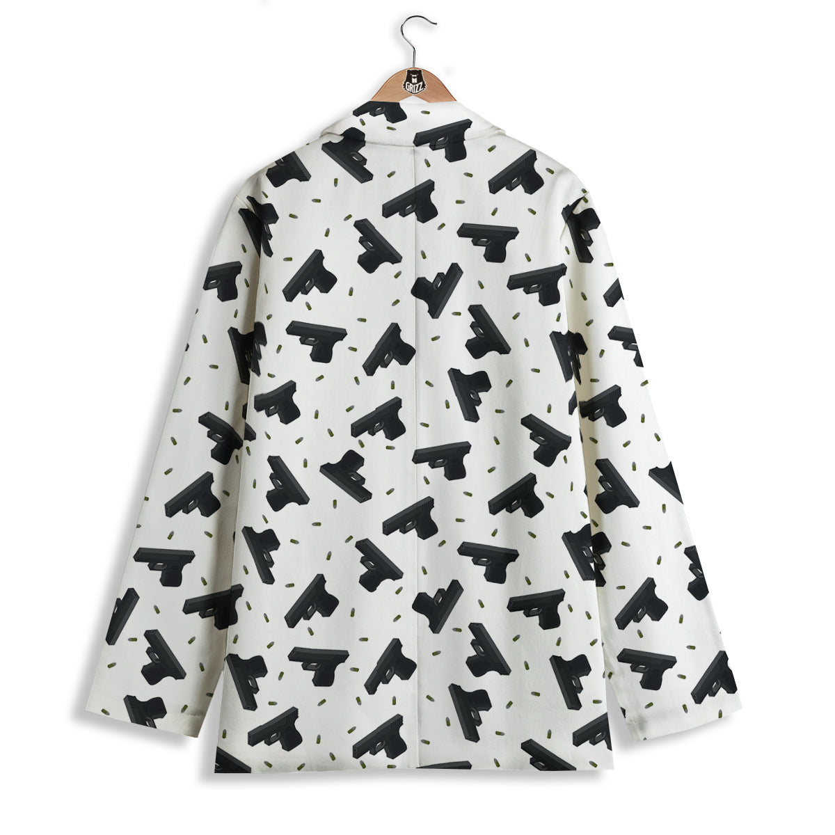 Gun Bullet White And Black Print Pattern Women's Blazer-grizzshop