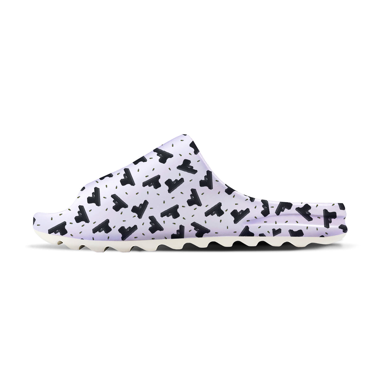 Gun Bullet White And Black Print Pattern Sandals-grizzshop