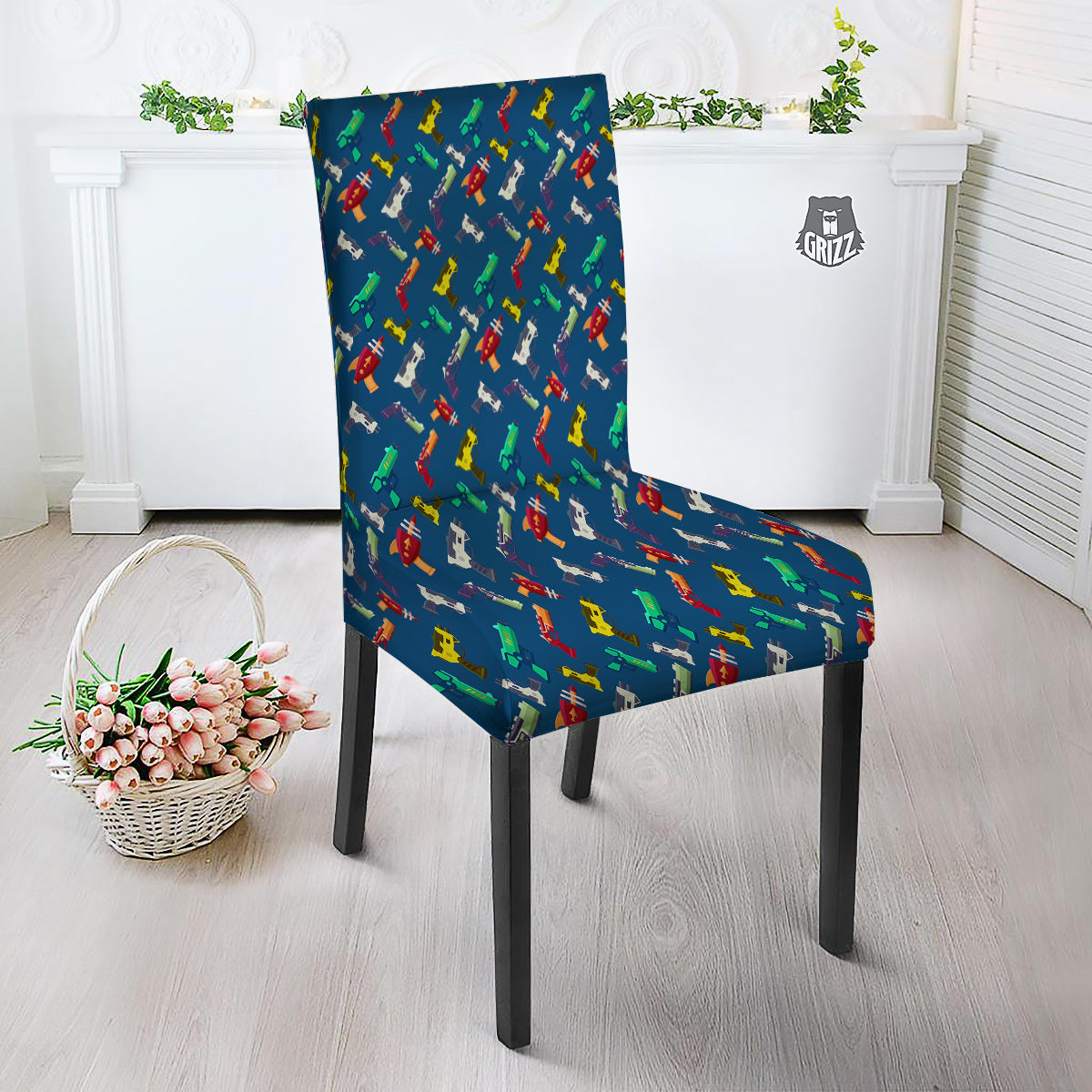 Guns Game Colorful Print Pattern Dining Chair Slipcover-grizzshop