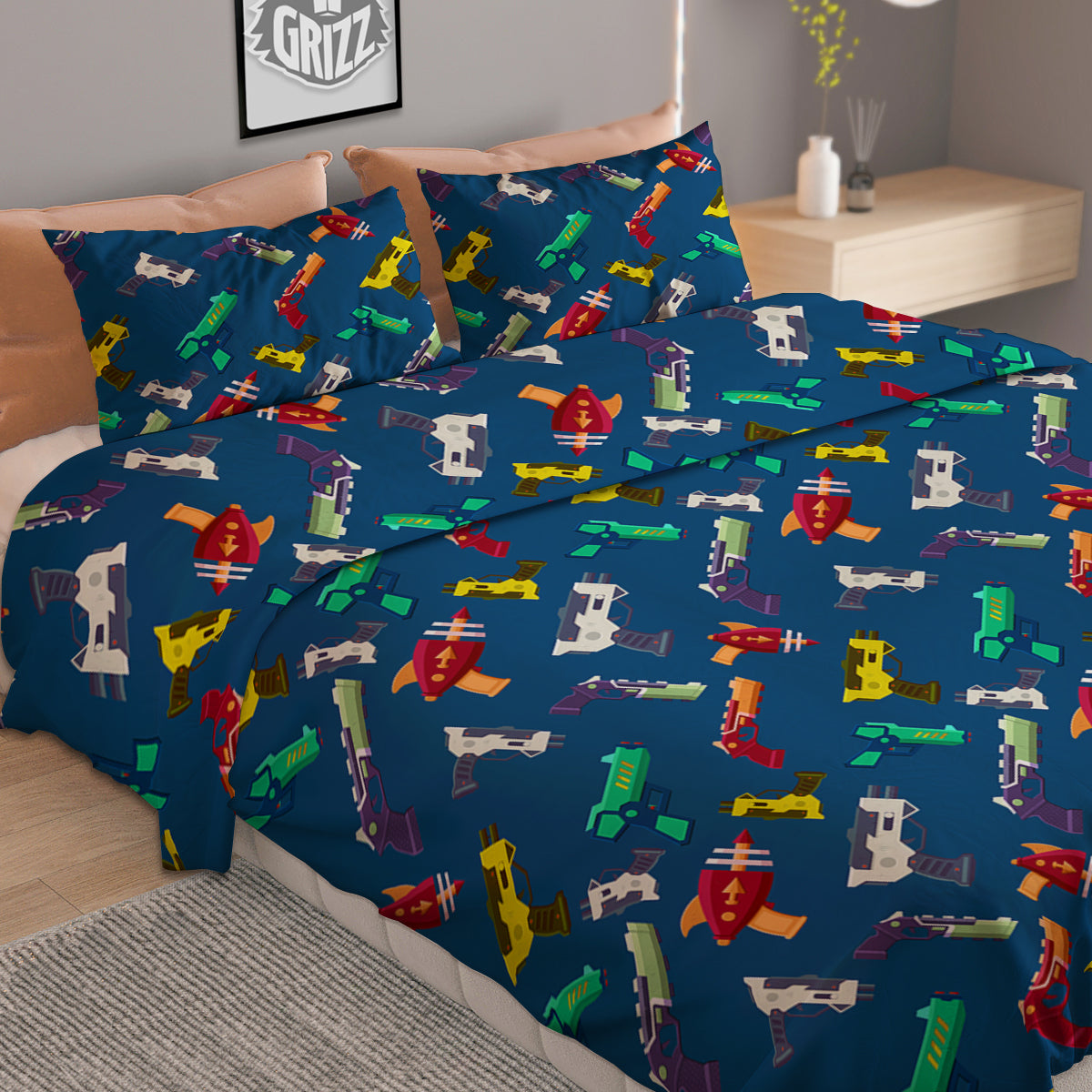 Guns Game Colorful Print Pattern Duvet Cover Bedding Set