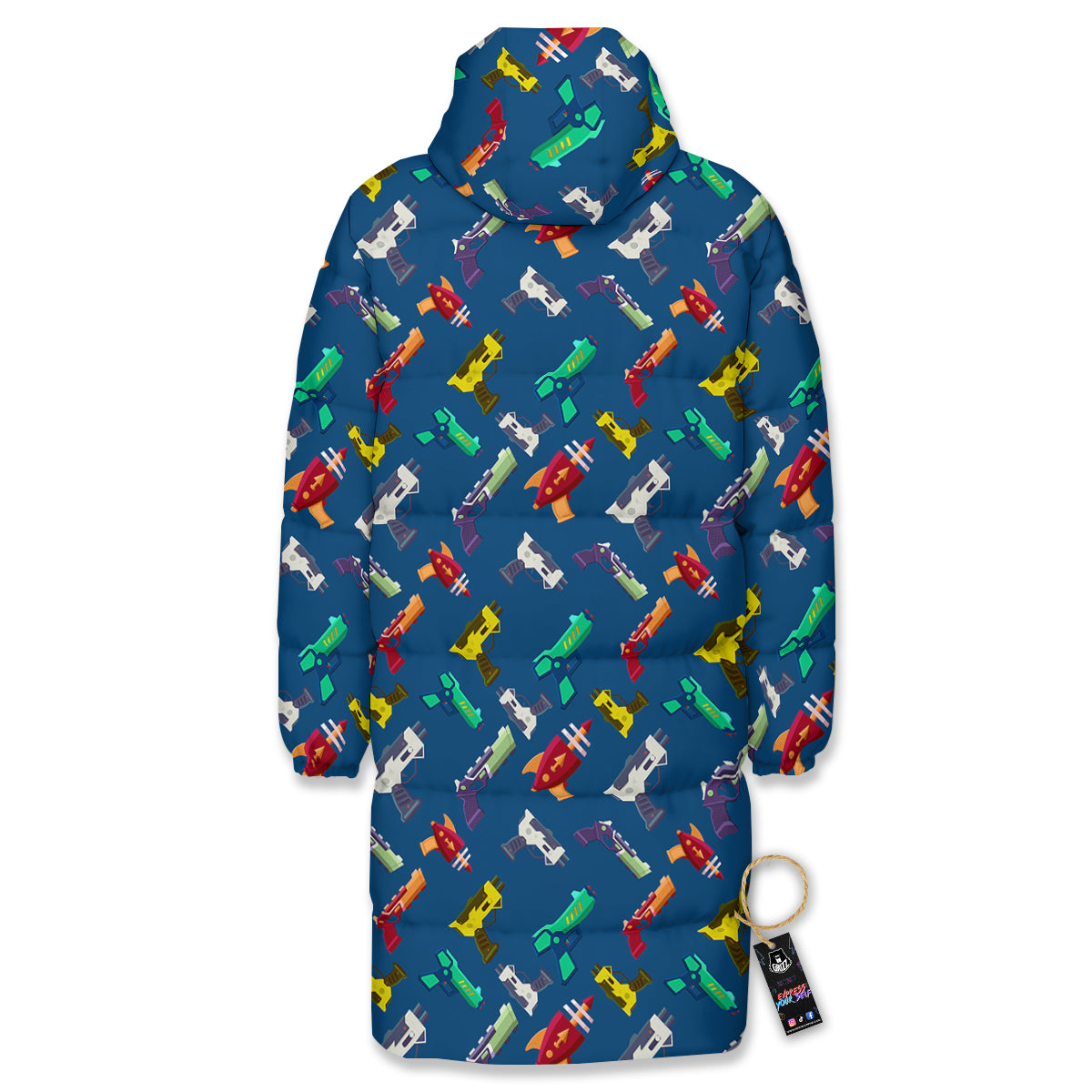 Guns Game Colorful Print Pattern Long Down Jacket-grizzshop