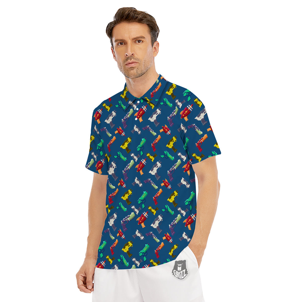 Guns Game Colorful Print Pattern Men's Golf Shirts-grizzshop