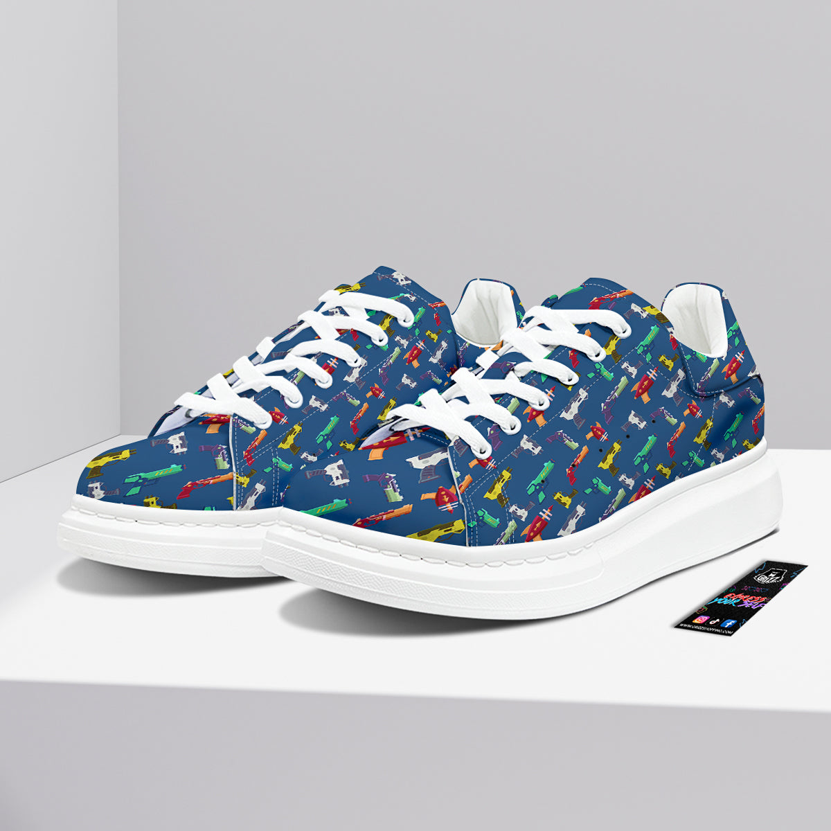 Guns Game Colorful Print Pattern Platform Shoes-grizzshop