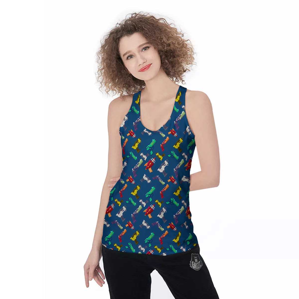 Guns Game Colorful Print Pattern Women's Racerback Tank Top-grizzshop
