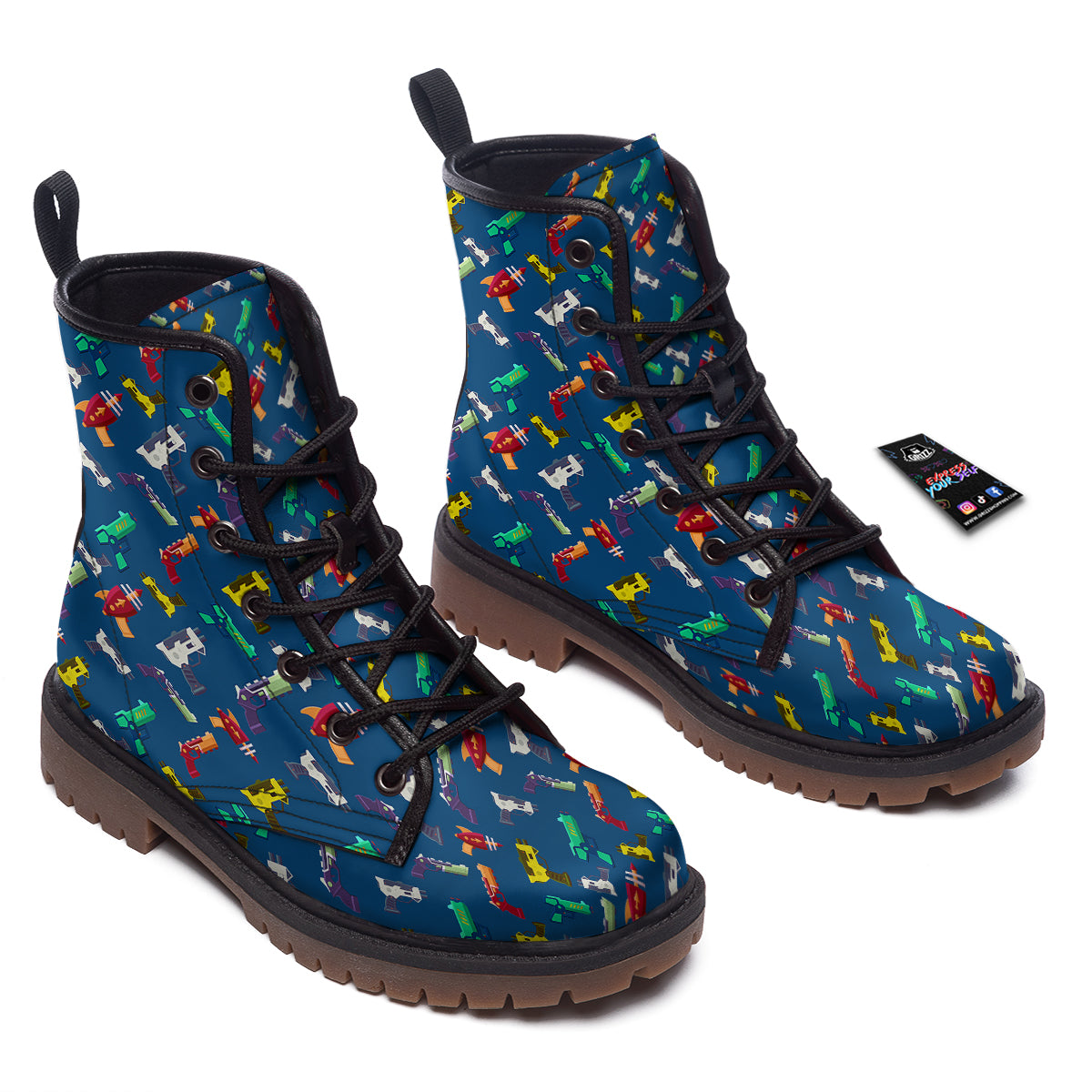 Guns Game Colorful Print Pattern Work Boots-grizzshop