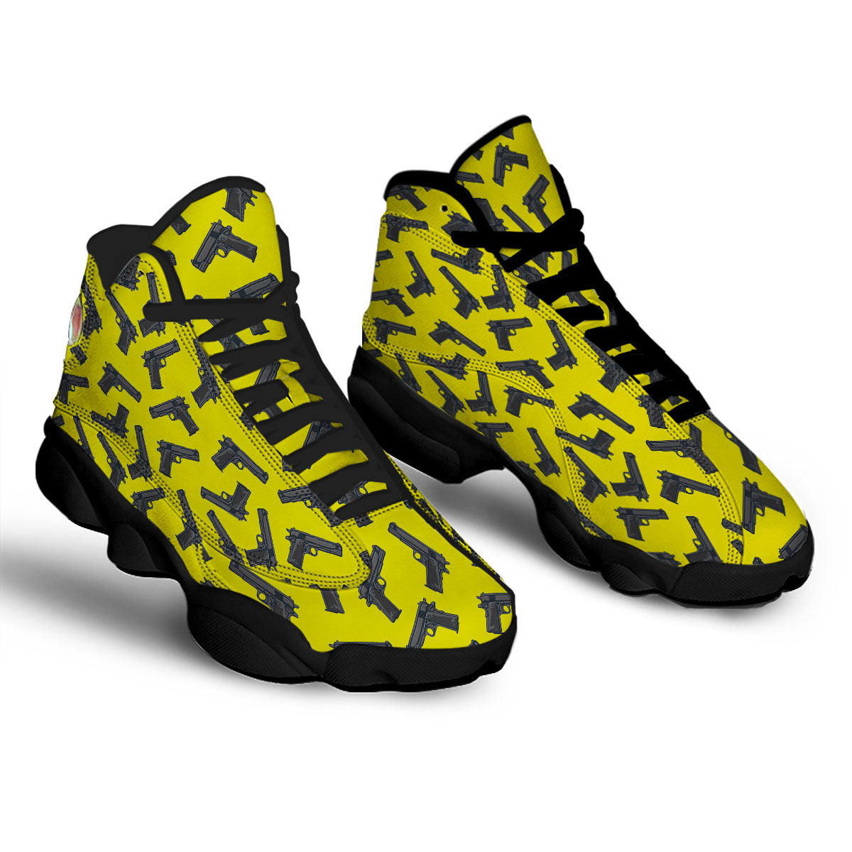 Guns Military Print Pattern Black Basketball Shoes-grizzshop