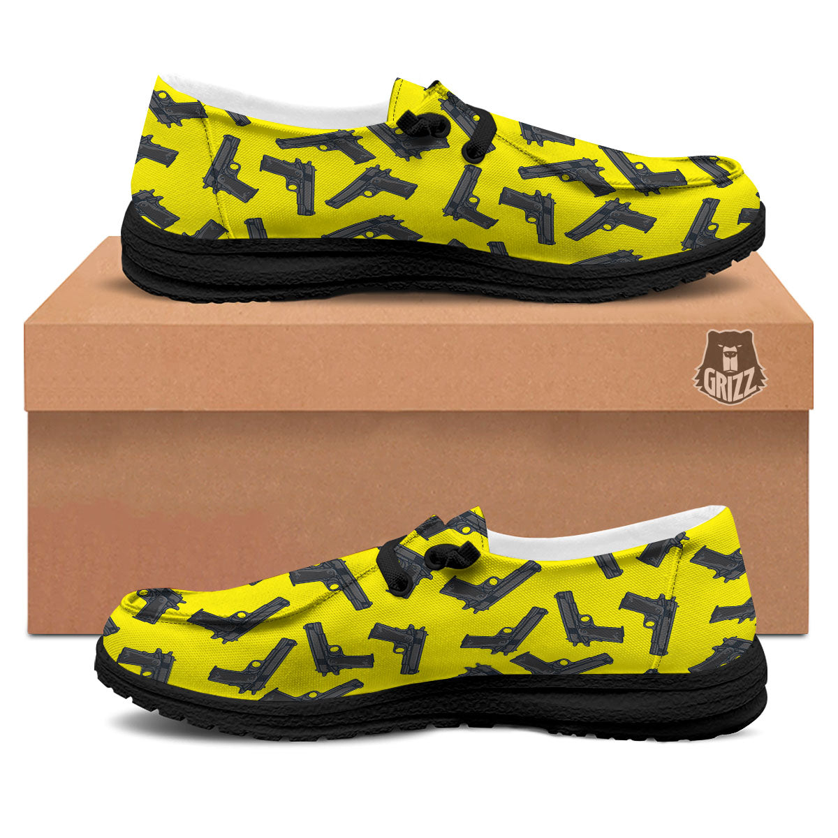 Guns Military Print Pattern Black Loafers-grizzshop