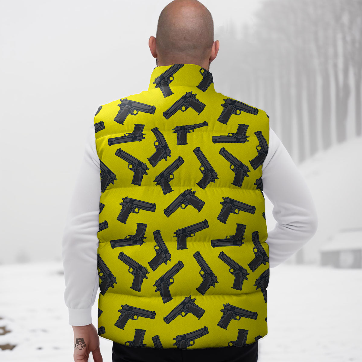 Guns Military Print Pattern Down Vest