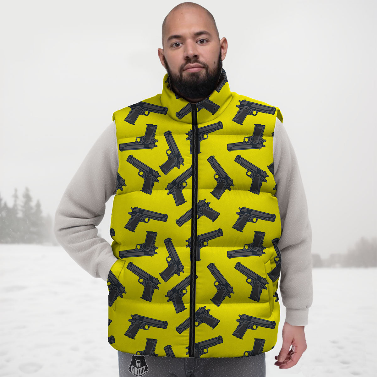 Guns Military Print Pattern Down Vest