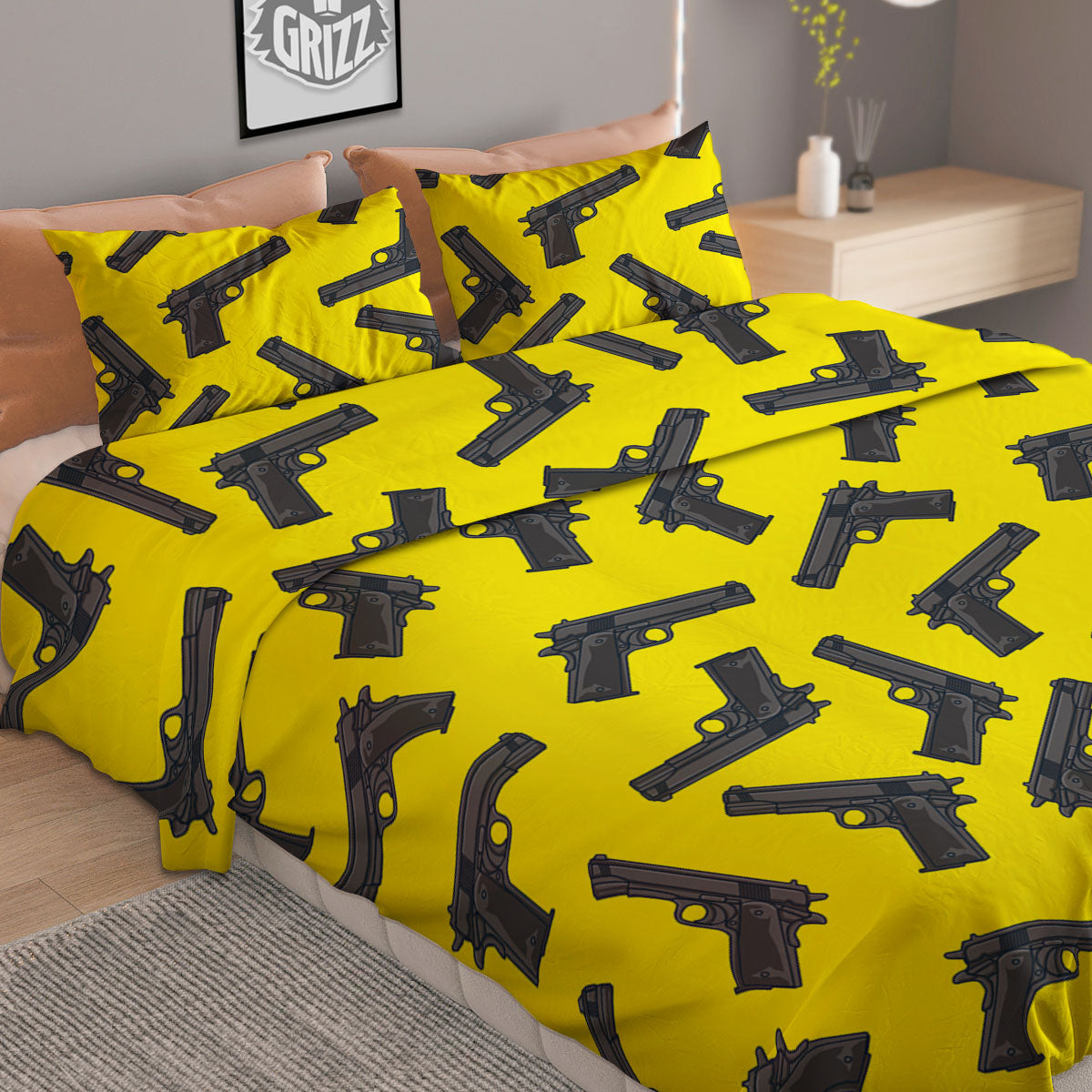 Guns Military Print Pattern Duvet Cover Bedding Set