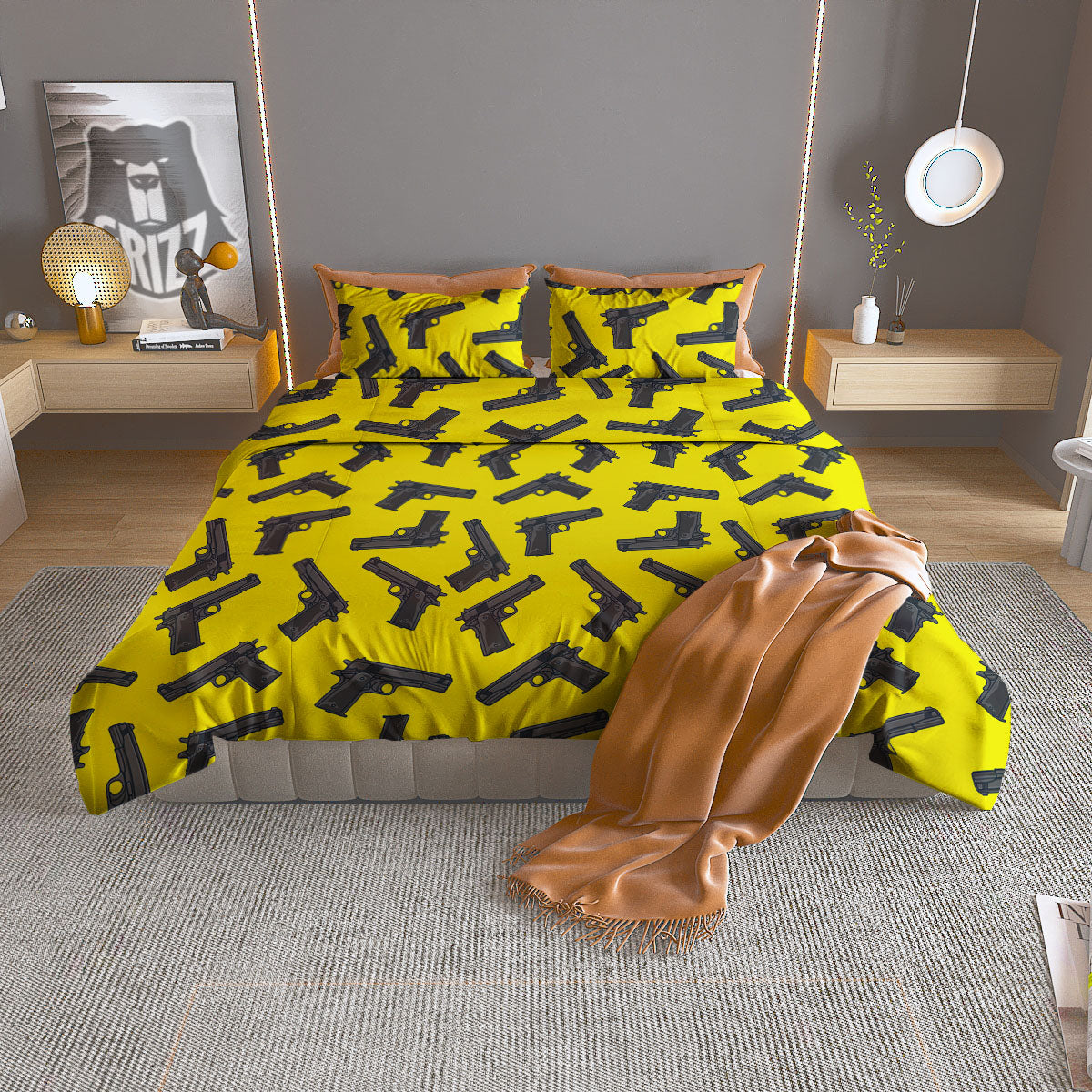 Guns Military Print Pattern Duvet Cover Bedding Set