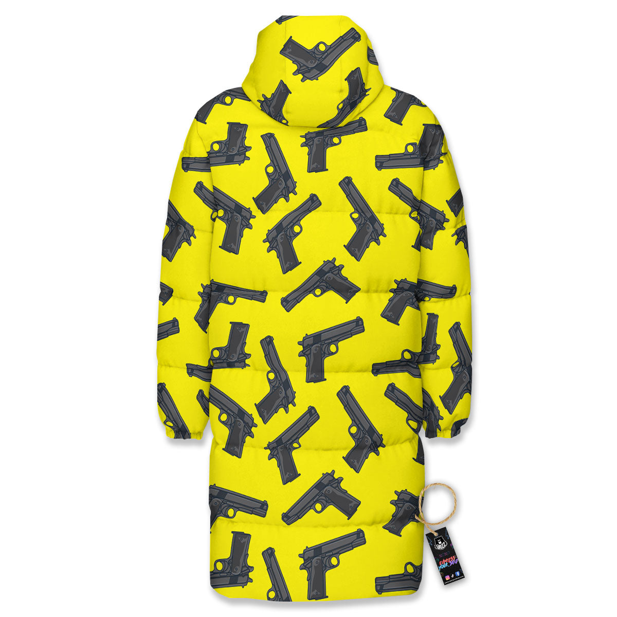 Guns Military Print Pattern Long Down Jacket-grizzshop