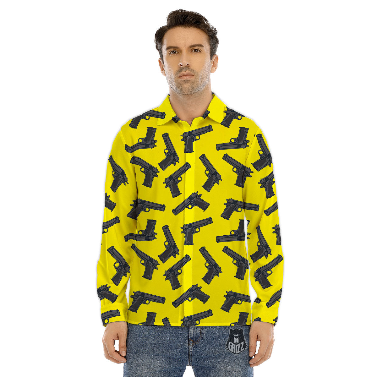 Guns Military Print Pattern Men's Dress Shirts-grizzshop