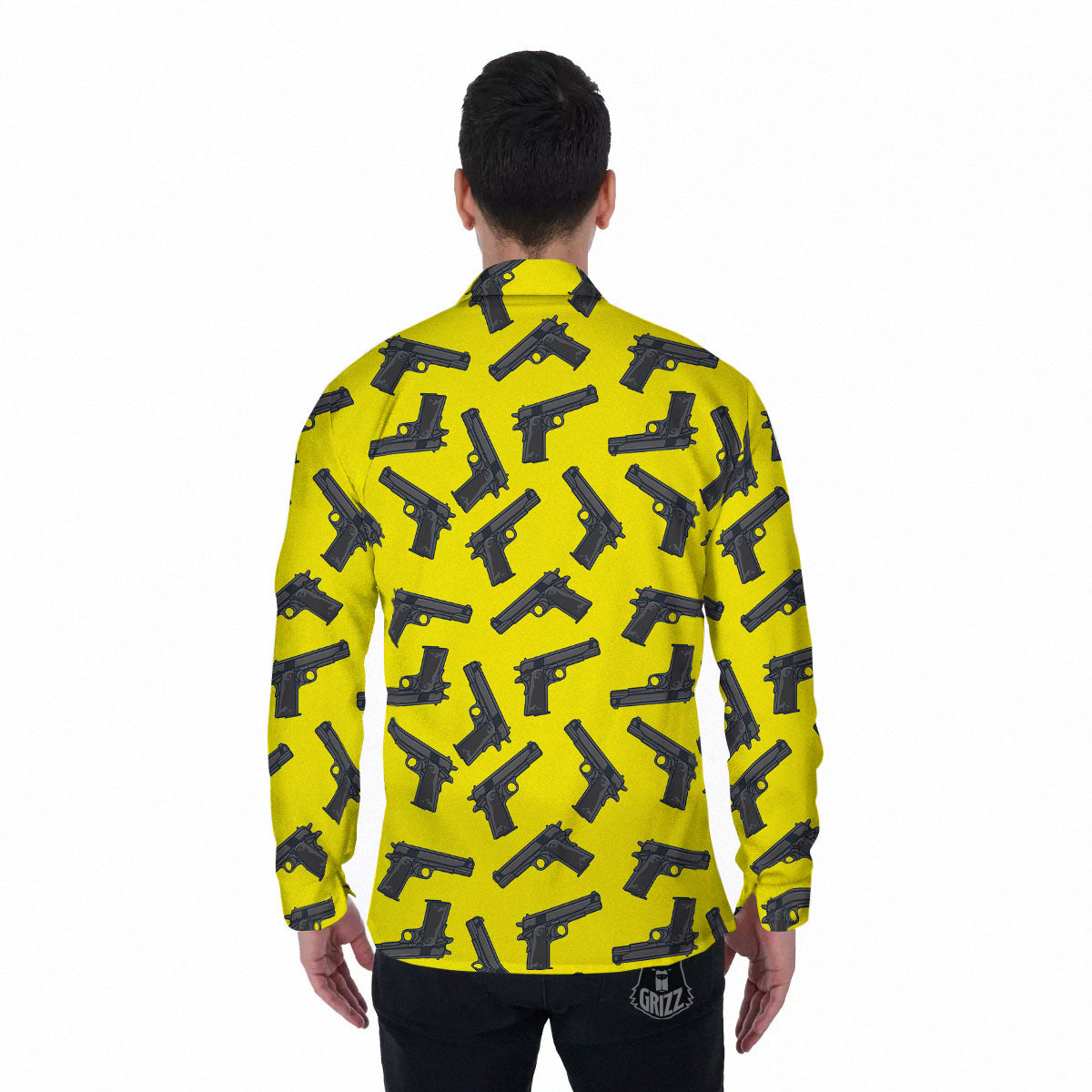 Guns Military Print Pattern Men's Long Sleeve Shirts-grizzshop