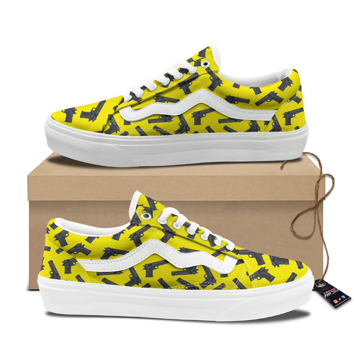 Guns Military Print Pattern Skate Shoes-grizzshop