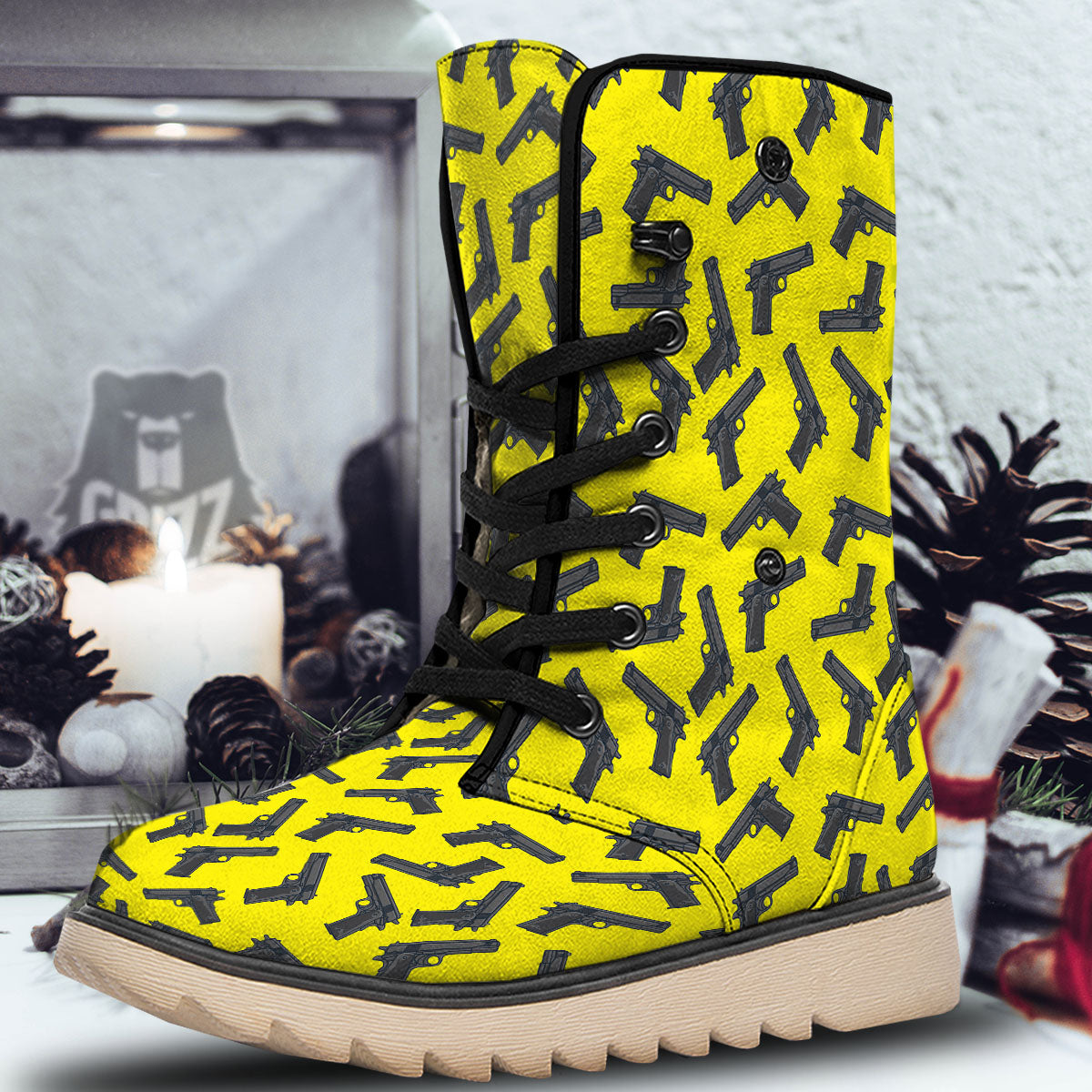 Guns Military Print Pattern Snow Boots-grizzshop