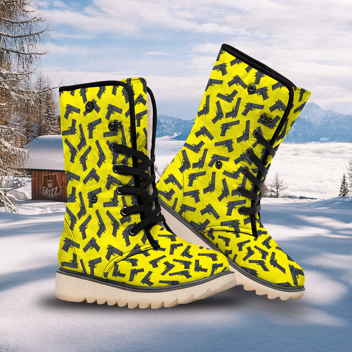 Guns Military Print Pattern Snow Boots-grizzshop