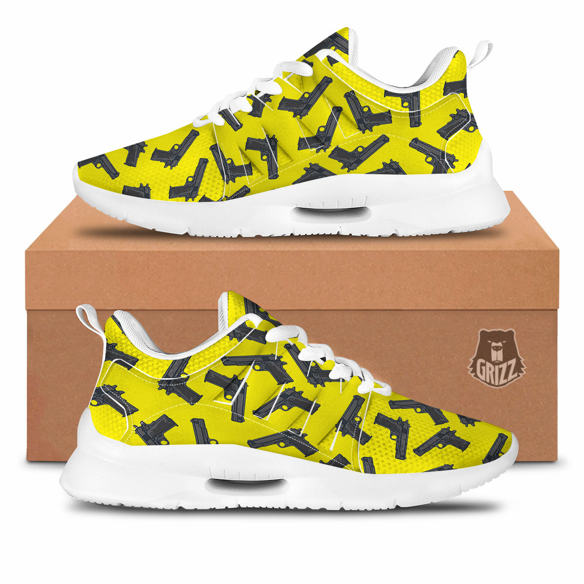 Guns Military Print Pattern Tennis Shoes-grizzshop