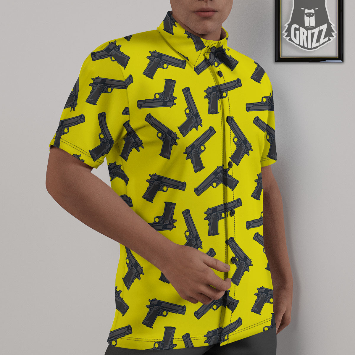 Guns Military Print Pattern Untucked Shirts-grizzshop