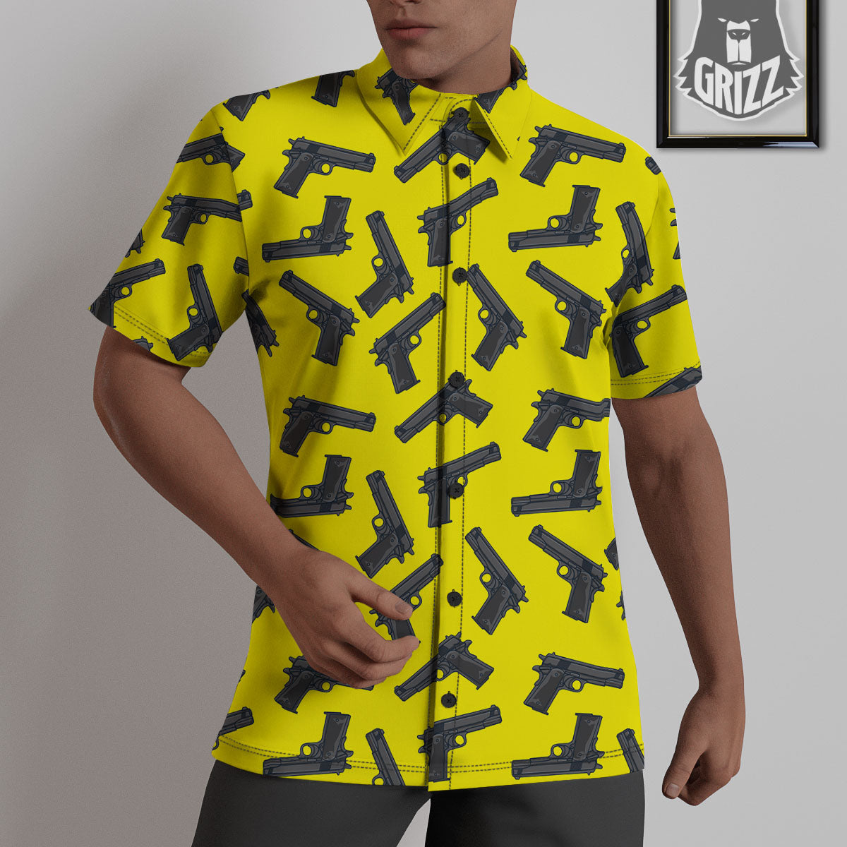 Guns Military Print Pattern Untucked Shirts-grizzshop