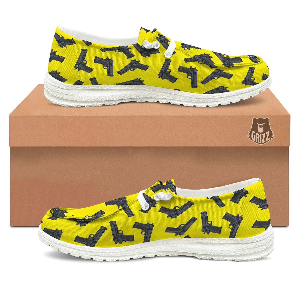 Guns Military Print Pattern White Loafers-grizzshop