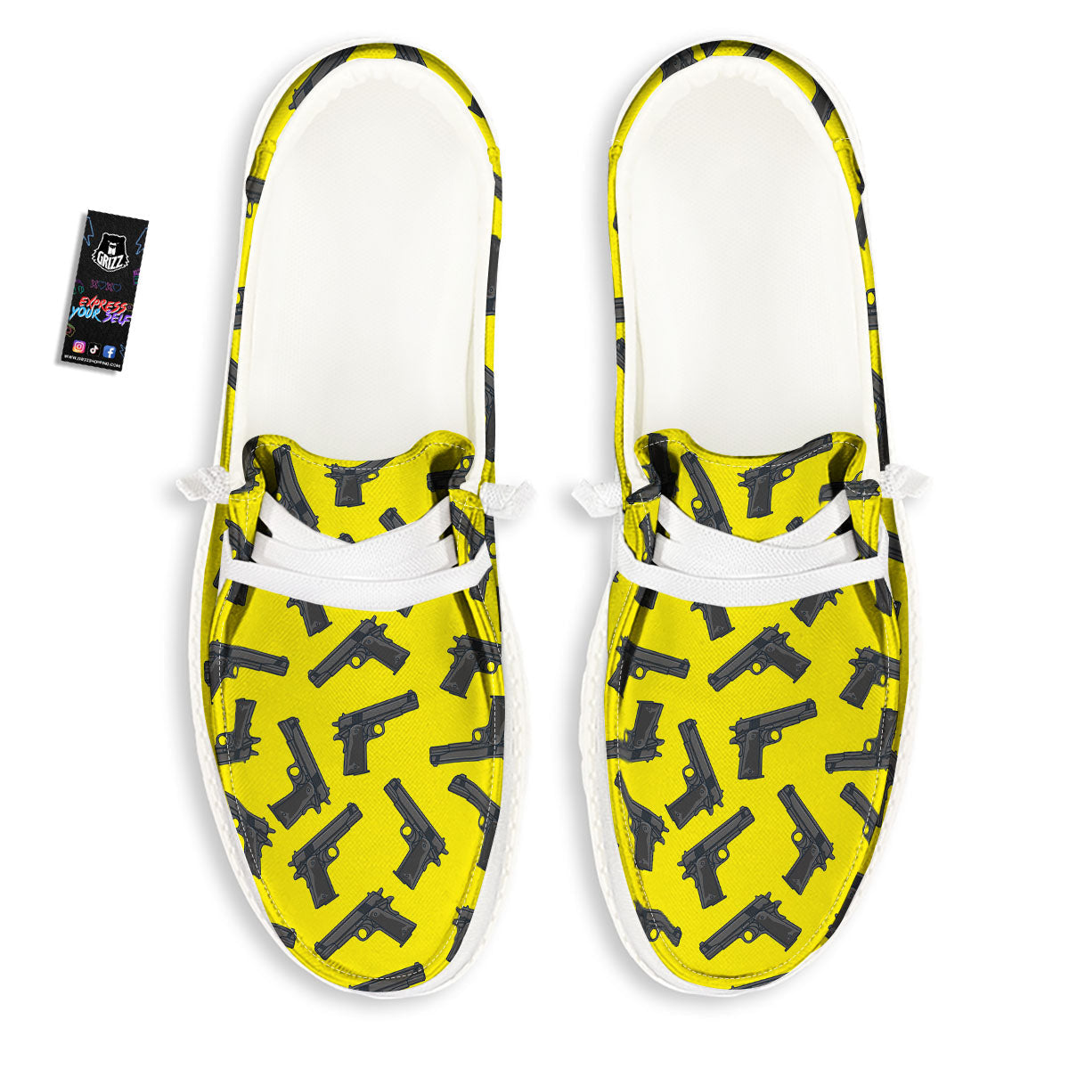 Guns Military Print Pattern White Loafers-grizzshop