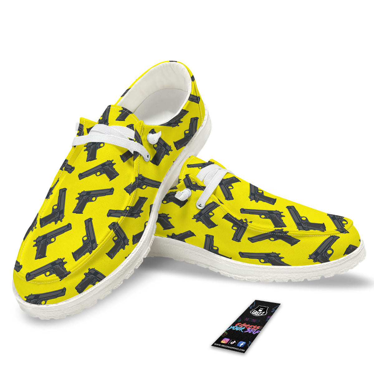 Guns Military Print Pattern White Loafers-grizzshop