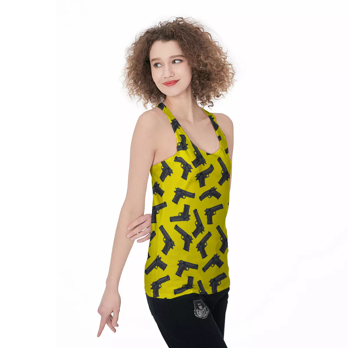 Guns Military Print Pattern Women's Racerback Tank Top-grizzshop