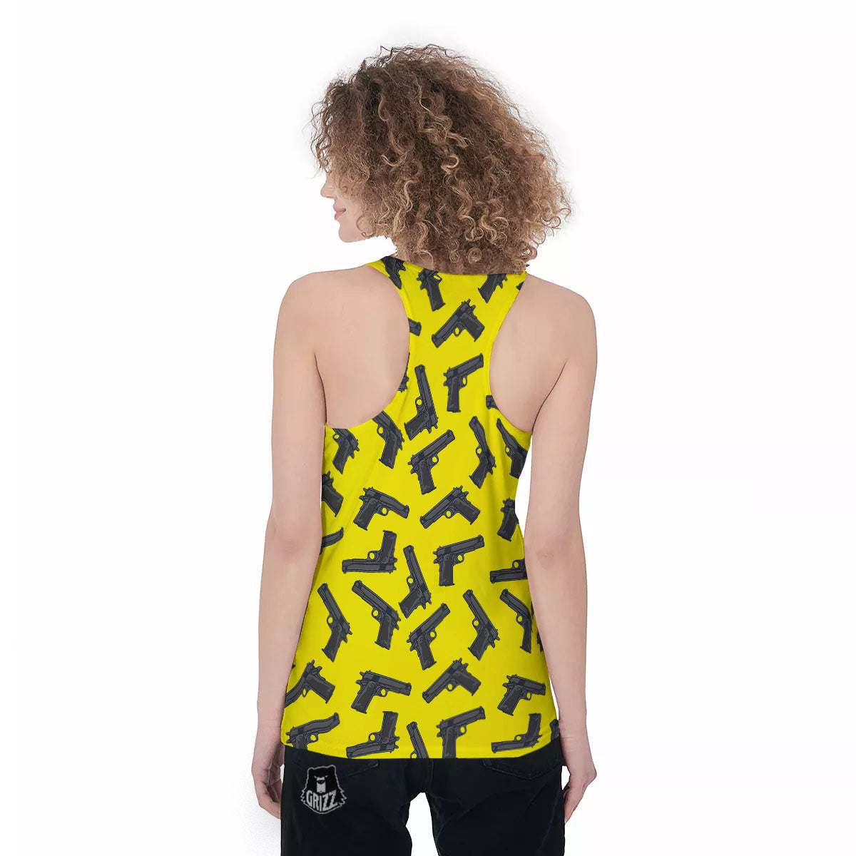 Guns Military Print Pattern Women's Racerback Tank Top-grizzshop