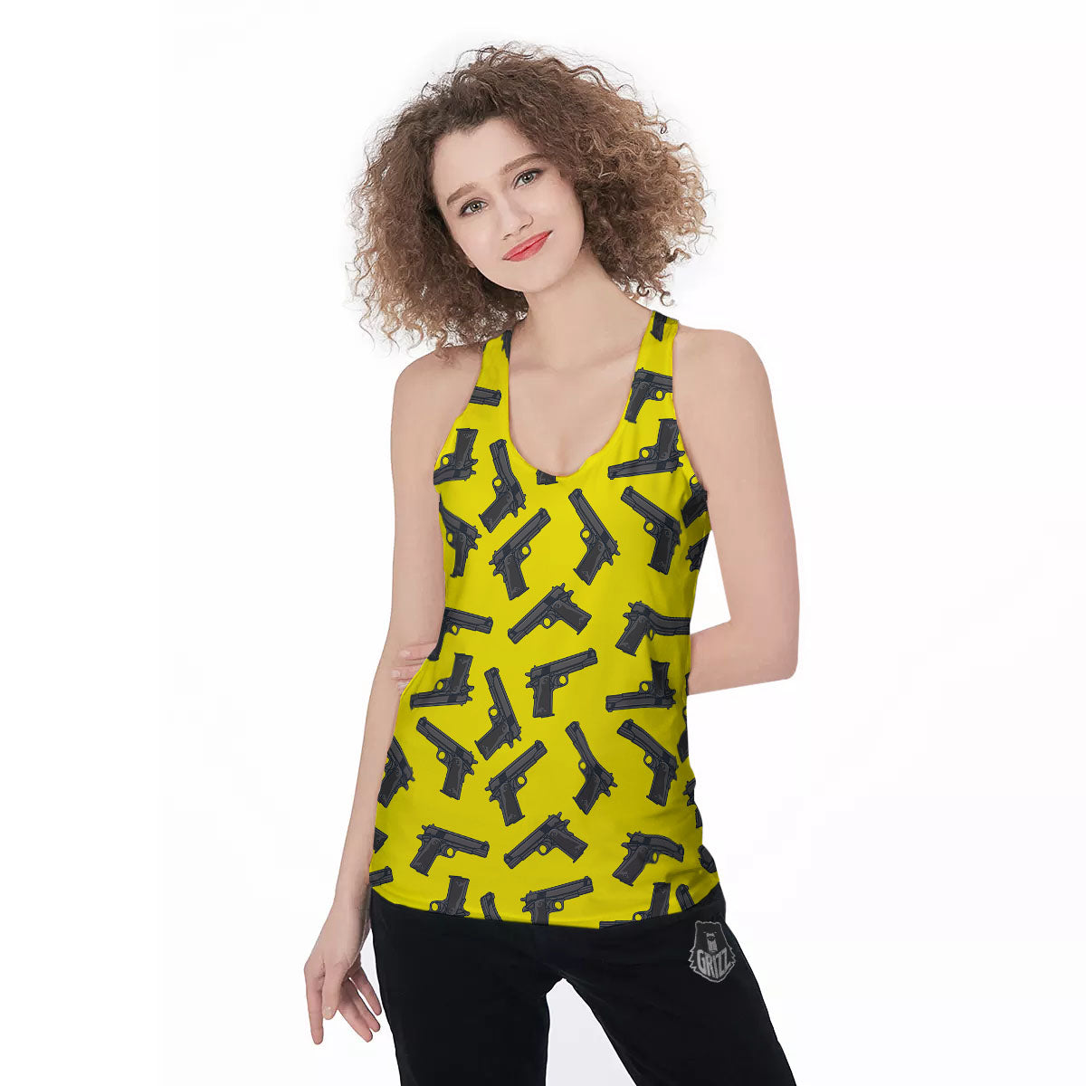 Guns Military Print Pattern Women's Racerback Tank Top-grizzshop
